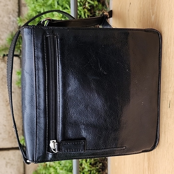 Vintage Norm Thompson Black Leather Crossbody Purse - Picture 3 of 13